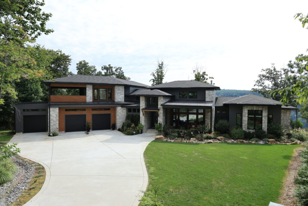 Property exterior before sky replacement in a photo editing workflow