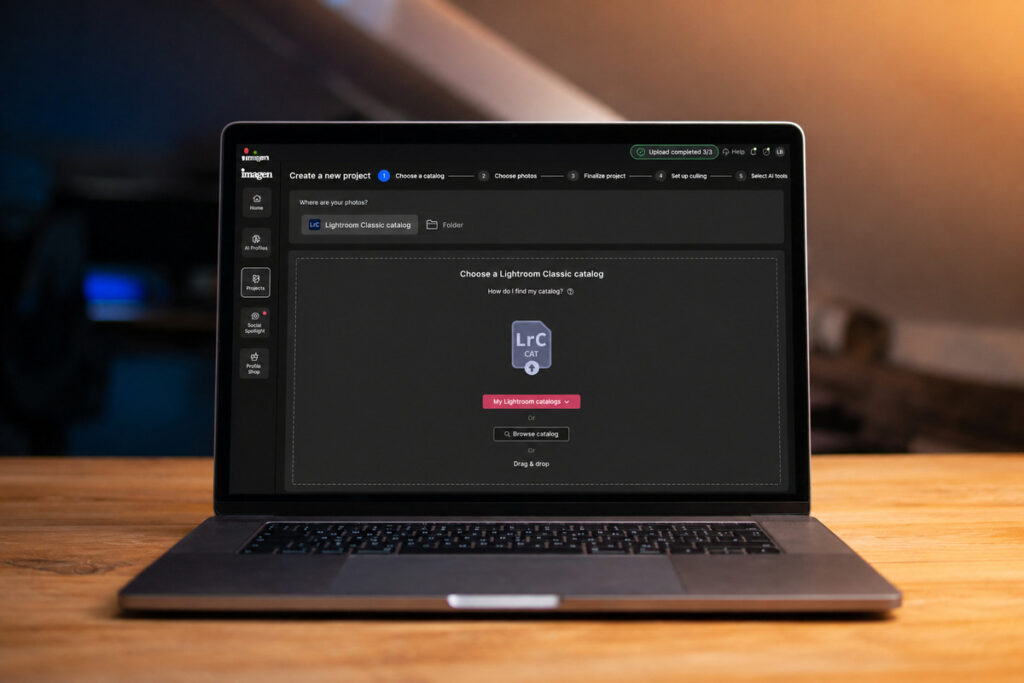 Imagen AI real estate project setup interface displayed on a laptop