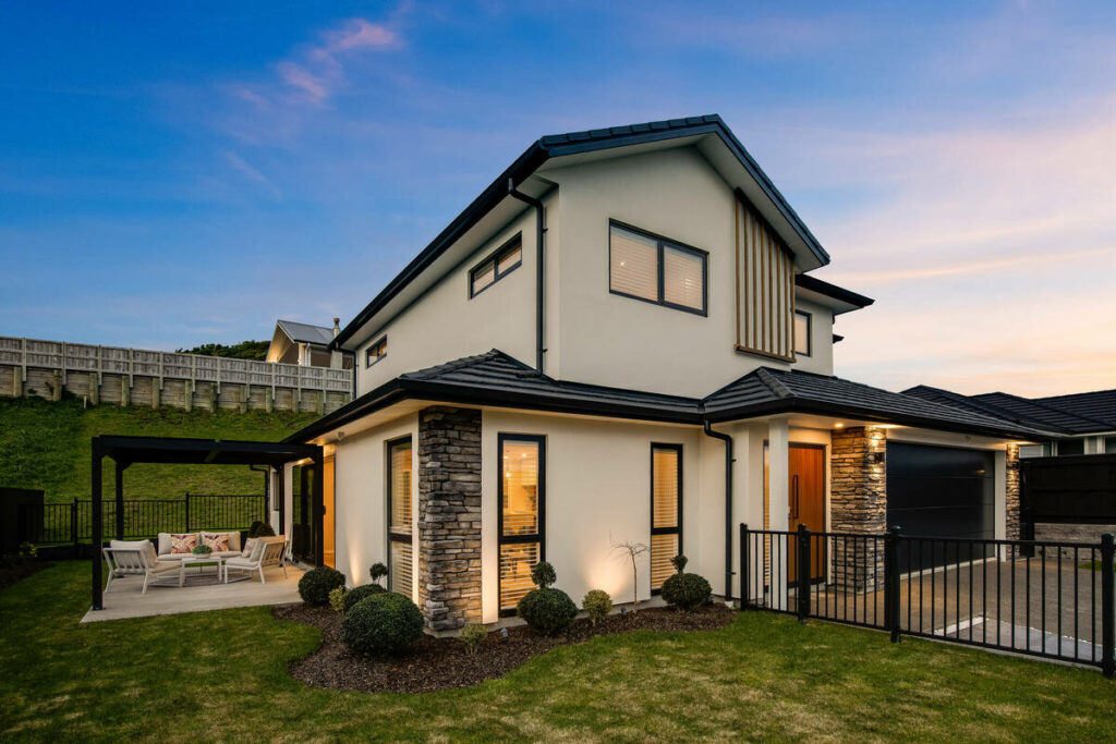 Imagen AI real estate twilight editing on a modern home exterior