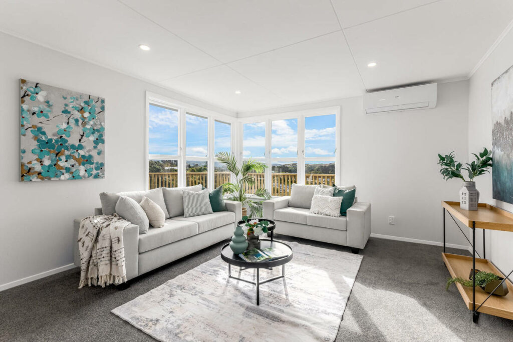 Dodge and burn editing for a bright, balanced real estate living room