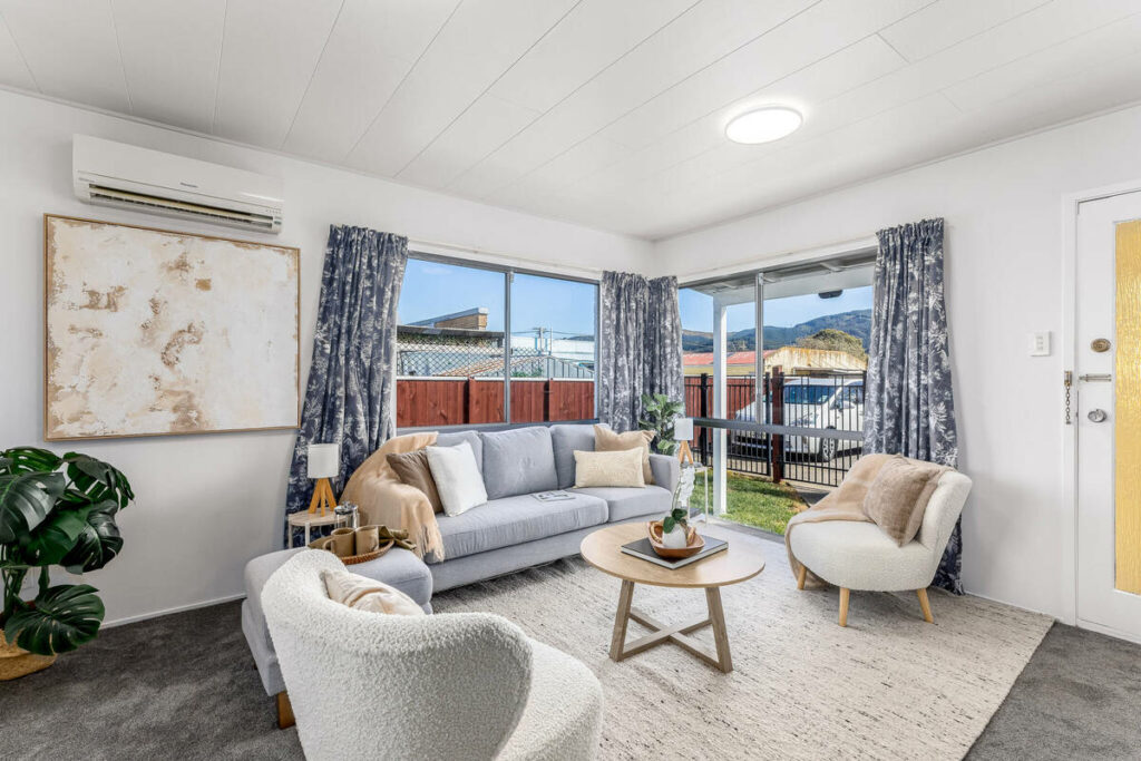 Dodge and burn with a balanced window pull in a real estate living room