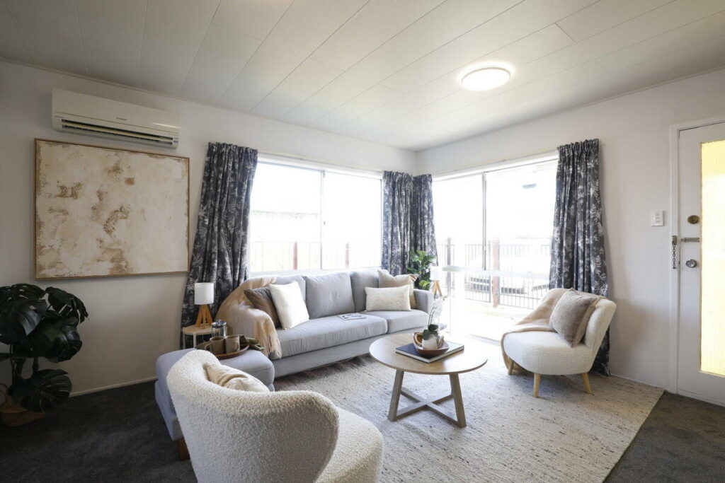 Living room before dodge and burn with overexposed window views