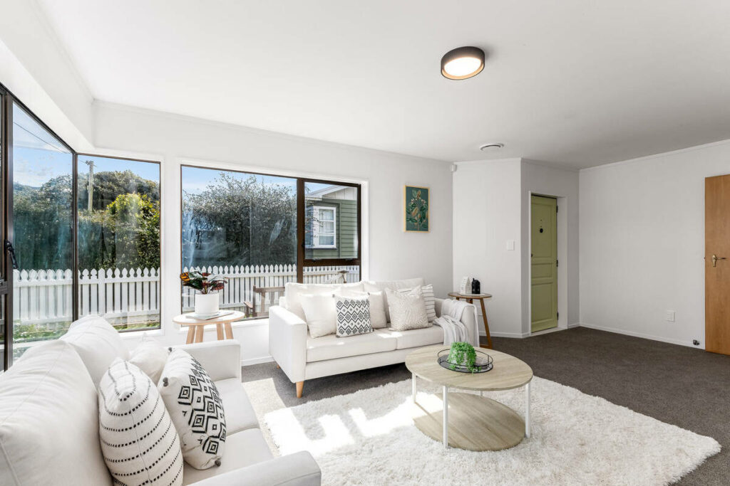 Living room after dodge and burn with balanced interior lighting
