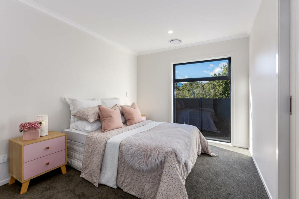 Bedroom after dodge and burn with balanced window and interior exposure