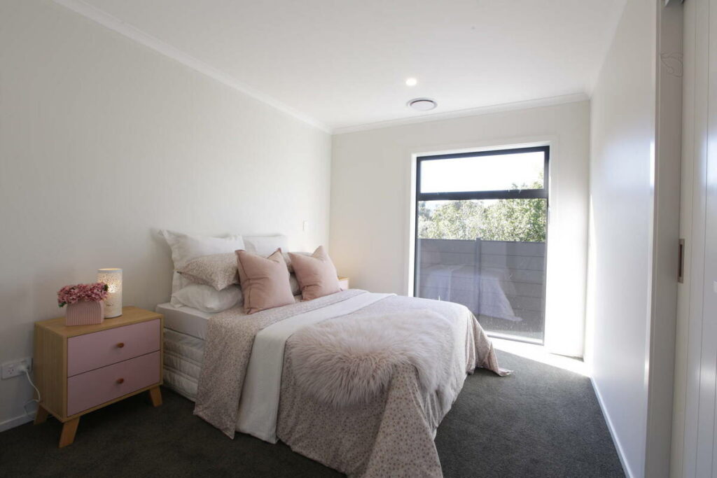 Bedroom before dodge and burn with bright window highlights