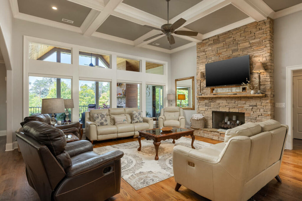Living room after dodge and burn with balanced interior and window lighting