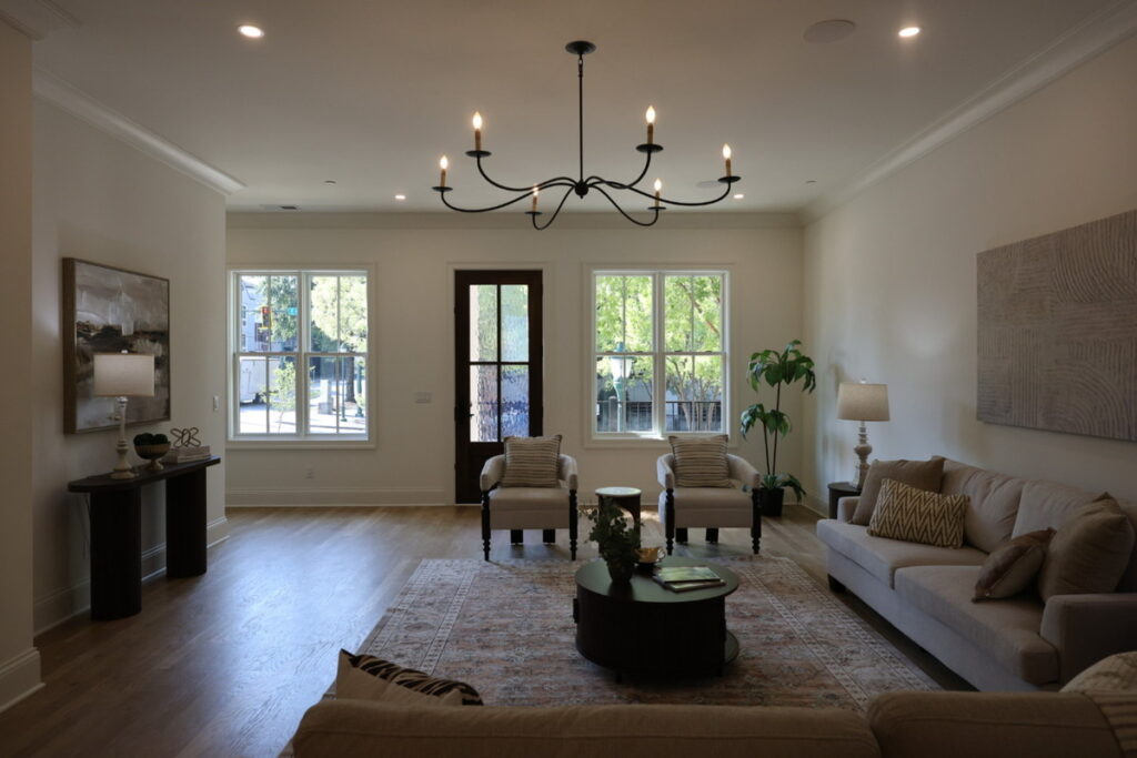 Living room before dodge and burn with darker interior exposure