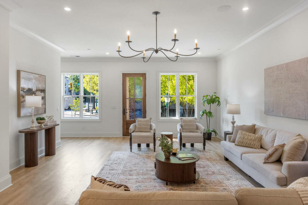 Dodge and burn editing for balanced lighting in a staged living room