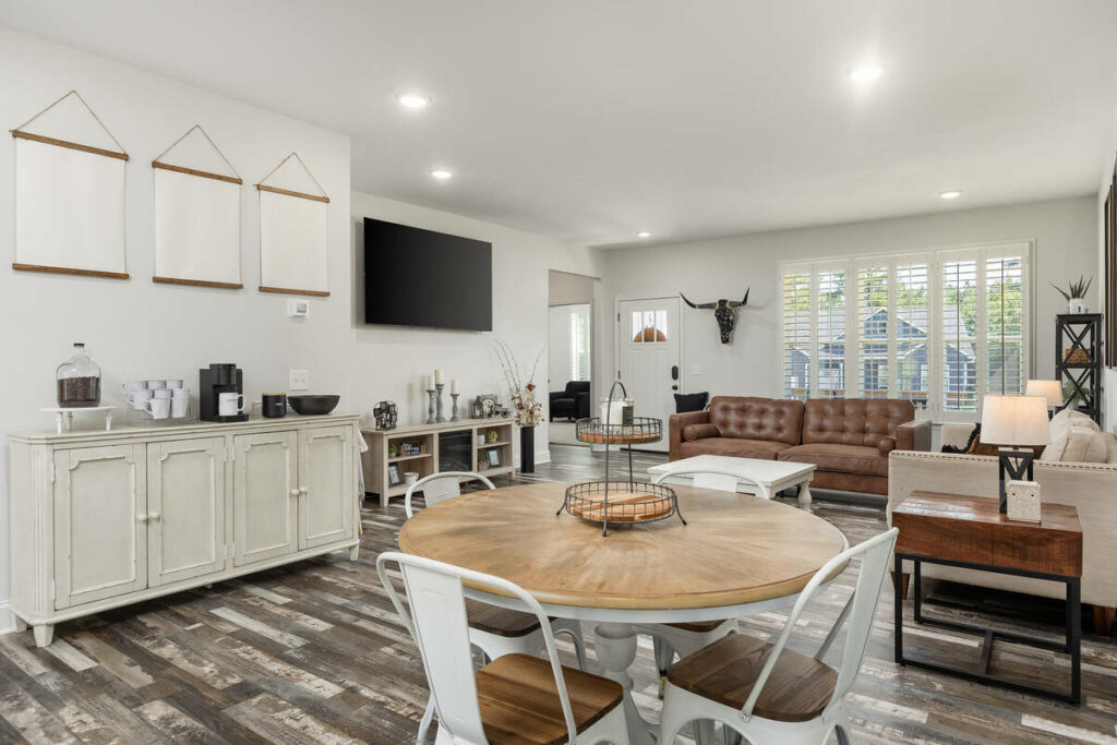 Dodge and burn editing for a bright open living and dining space