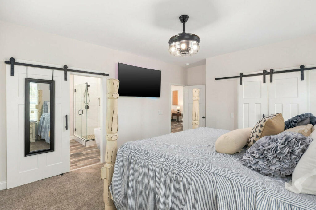 Dodge and burn editing for a bright real estate bedroom interior
