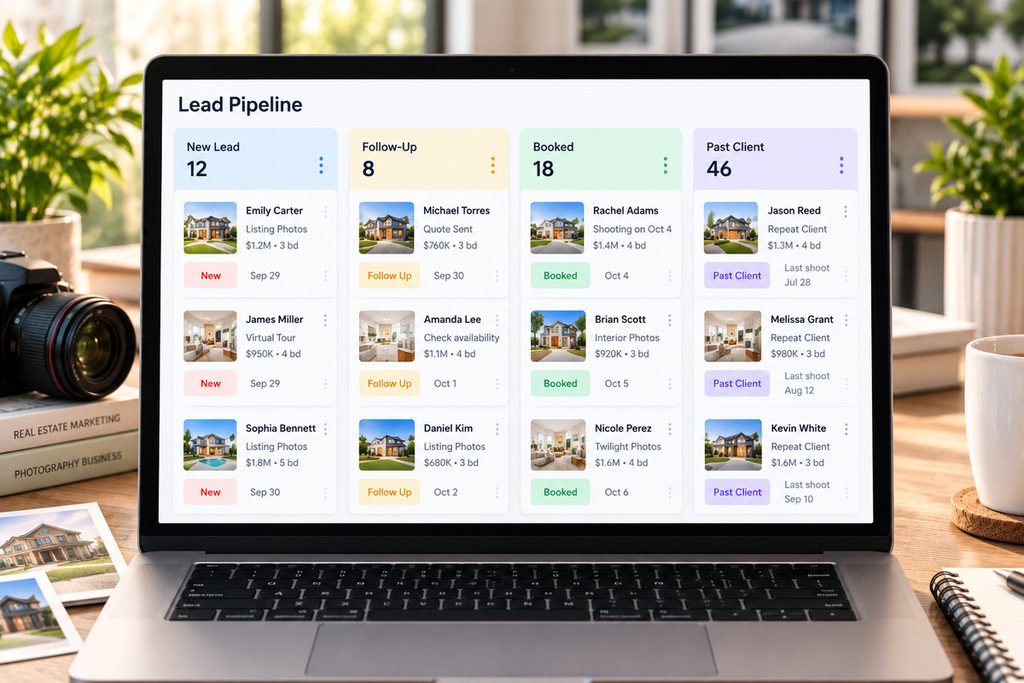 Growth Coordinator lead pipeline for managing real estate photography clients.