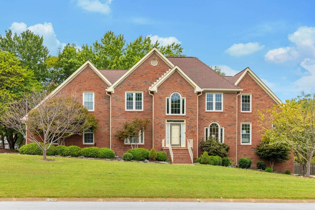 Brick house with enhanced blue sky.