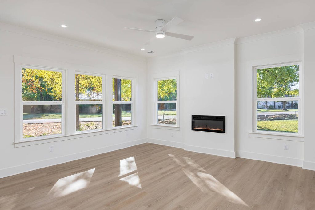 Empty living room before virtual staging.