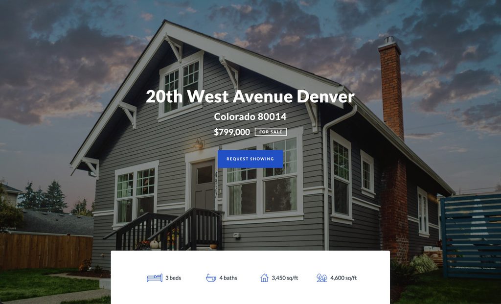 West property website featuring a Denver home.