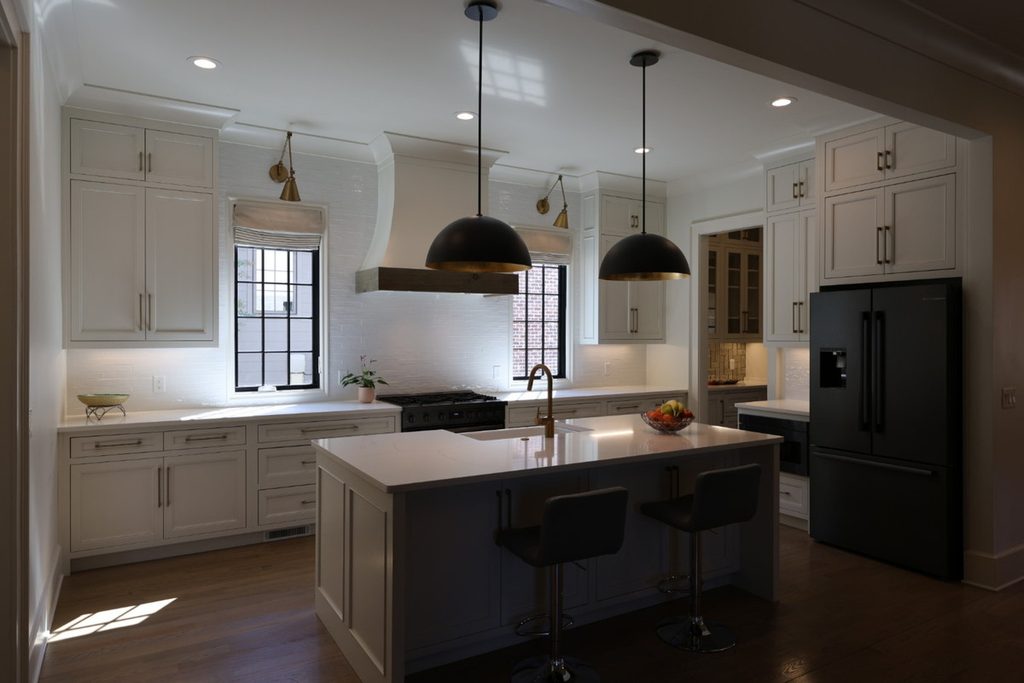 Dark kitchen before AI exposure correction