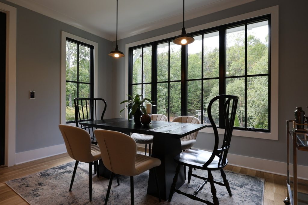 Dark dining room before AI exposure correction