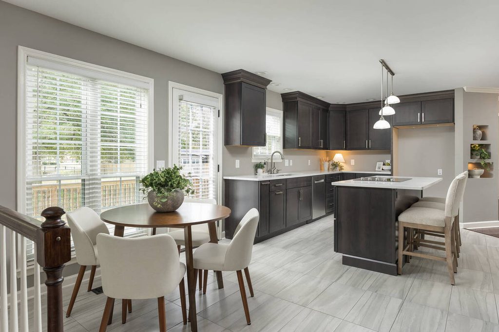 Bright kitchen after AI exposure correction