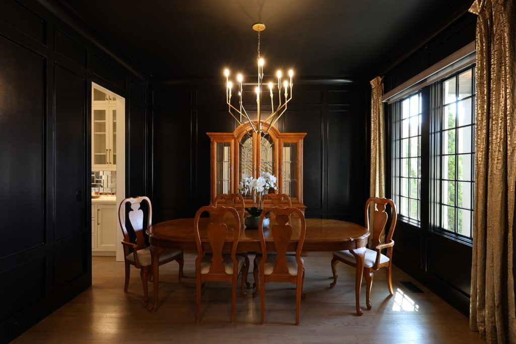Dark dining room before AI exposure correction